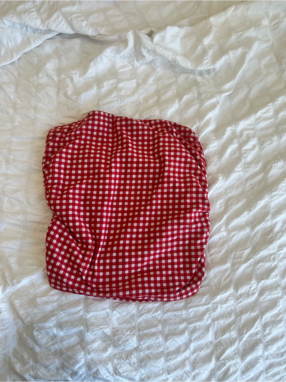 Gingham Red Strapless Crop Top - Women's Tube Top